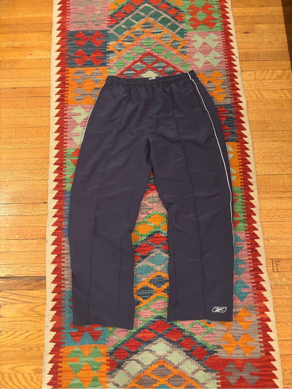 Reebok Navy Drawstring Athletic track pants with Grey Liner